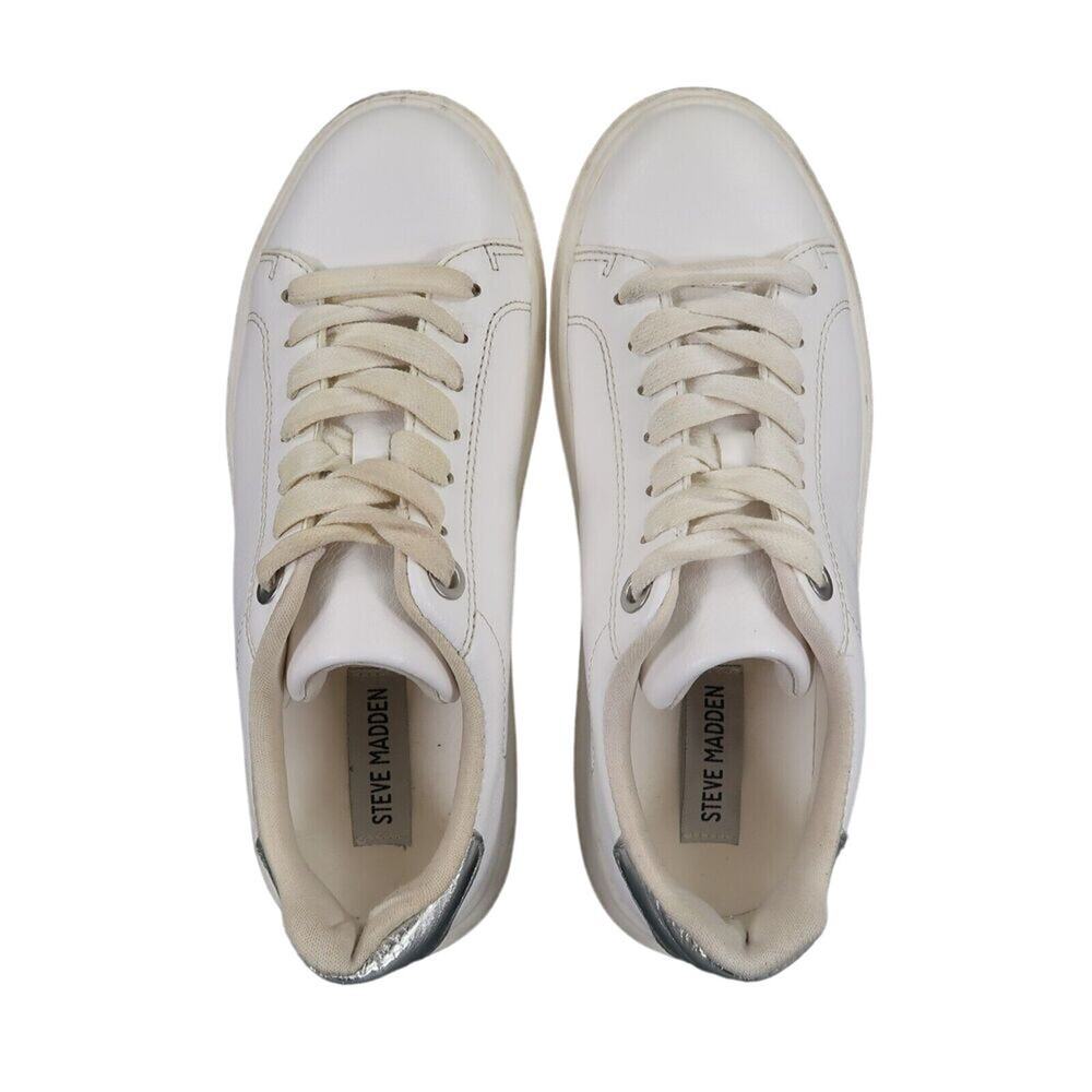 Steve Madden Shoes Womens 7 Sneakers Fashion Platform Charlie White Lace Up Low - Picture 8 of 14